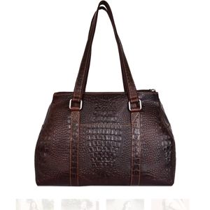 Croco embossed leather shoulder tote Jack George is the brand.